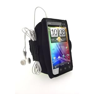 iGadgitz Black Water Resistant Neoprene Sports Gym Jogging Armband for HTC Evo 3D Android Smartphone Cell Phone