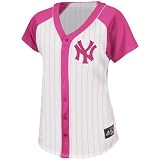 MLB New York Yankees Short Sleeve 5 Button Synthetic Replica Baseball Jersey Women's
