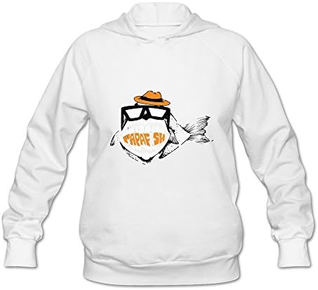 HAGB4K Women Fish Man Hoodies M White Sweatshirt