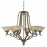 Royce Lighting RC2250/6-82 6-Light Chandelier with Cream Sandblasted Glass, Gilded Imperial Silver, 6-Light