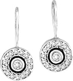 14K White Gold Diamond Pinwheel Drop Earrings