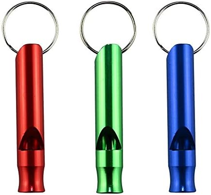 Loudest Survival Emergency Whistle - Necklace Aluminum Whistle Key Chain for Emergency Hiking Camping Survival, 3pcs with Red/Green/Blue Color