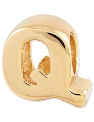 Reflection Beads Silver Gold Plated Letter Q Block Alphabet Bead