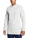 Bulwark Flame Resistant 6.25 oz Cotton Excel FR Long Sleeve Tagless Regular T-Shirt with Single Spade Chest Pocket, Rib-Knit Cuff, Grey, X-Large