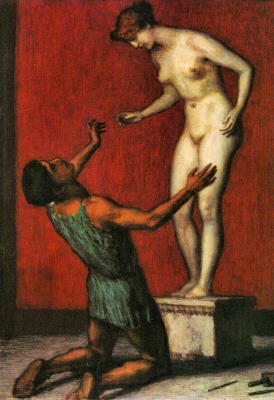 Professionally Framed Franz von Stuck Pygmalion Art Print Poster - 13x19 with RichAndFramous Black Wood Frame