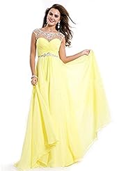 Beaded Mesh Illusion Backless Lace Chiffon Evening Dress/Bridesmaid Dress/Prom Dress/Wedding Party Dress 