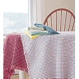 52 X 72 Homespun Vermont Tablecloth, Stone/Navy