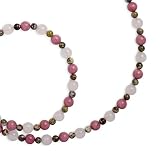 24 Rose Quartz Rhodonite and Leopard Jasper Necklace