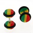 Fake Acrylic Plugs - Red-Green-Yellow 16g Wire; 6mm - Sold as a Pair