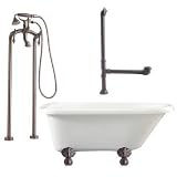 Giagni LA2-ORB Augusta 54 Roll Top Tub Kit White, with Ball and Claw Feet, Drain, Supply Lines, Support Brace and Floor Mount Faucet with Lever Handles, Oil Rubbed Bronze
