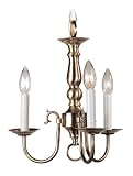Livex Lighting 5013-01 Williamsburg 3 Light Polished Brass Chain Hung / Flush Mount Mini Chandelier