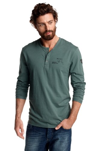 edc by ESPRIT Herren Langarmshirt 012CC2K012, Gr. 58 (XXL), Gr&uuml;n (steel green 336) Preisvergleich