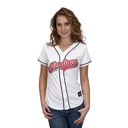 MLB Women's Cleveland Indians Travis Hafner White Home Short Sleeve 5 Button Synthetic Replica Baseball Jersey Spring 2012  (White, Small)