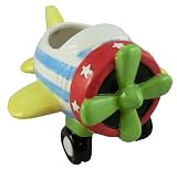 Accents & Occasions Ceramic Airplane Planter or Flower Arrangement Vase, 3-1/4-Inch