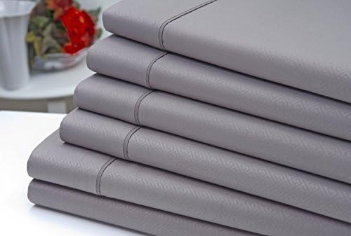 Signature Comfort 6pc Bed Sheet Sheet Set - Wrinkle Resistant - Deep Pocket (Queen, Grey)