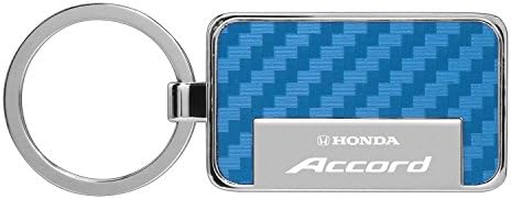 Honda Accord Rectangle Blue Carbon Fiber Vinyl Inlay Key Chain