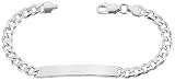 Sterling Silver Cuban Link ID Bracelet, slightly under 1/4