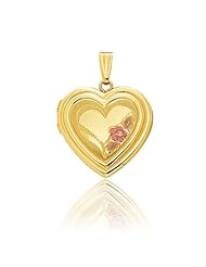 14K 3 Tone Gold Heart Floral Locket (18.5 x 18.5 mm)