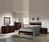 Rich Cherry Wood Queen Size Bed Bedroom Set