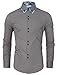 TAM WARE Mens Trendy Slim Fit Inner Checkered Button Down Shirt TWNMS323S-GRAY-US M