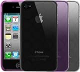 Mobilizers: 3 Pack Circle Pattern Tpu Gel Skins / Cases / Covers For Apple Iphone 4s / 4 With Free Screen Protector - (black / Purple / Clear)