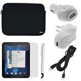 GTMax Neoprene Zipper Pouch Case + Clear LCD Screen Protector + 10feet USB 2.0 A to Micro-USB Cable + USB Car Power Adapter + USB Travle Power Adapter (Free Gift Bluemall Stylus Pen with Plug Included) for HP TouchPad Tablet