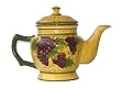 CERAMIC TEA POT, TEA-FOR-ONE TUSCANY GRAPE WINE DECOR