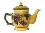 CERAMIC TEA POT, TEA-FOR-ONE TUSCANY GRAPE WINE DECOR