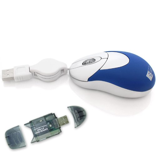 Travel Size Optical Mouse for all Samsung Netbooks and Notebooks - with Retractable USB Cord ***Includes Memory Card Reader***