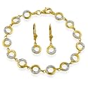 0.25ctw. Diamond & Two-Tone Sterling Silver Bracelet and Earrings Set