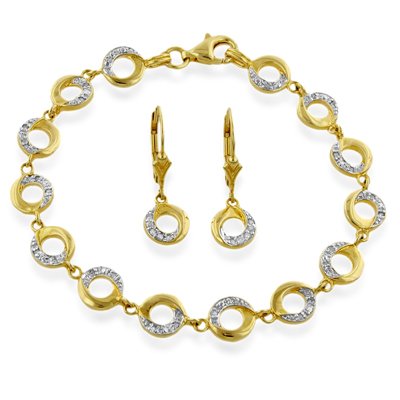 0.25ctw. Diamond and Two-Tone Sterling Silver Bracelet and Earrings Set