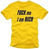 t-shirt FUCK ME I AM RICH gelb