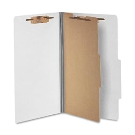 Wilson Jones Pressboard 4-Part Classification Folders with Permclip Fasteners, Legal Size, Mist Gray, 10 per Box (A7016054)
