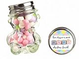 Baby Keepsake: Baby Block Pastel Design Personalized Teddy Bear Glass Candy Jar - Una (Set of 24)