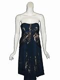 NICOLE MILLER Strapless Lurex Dress in Navy