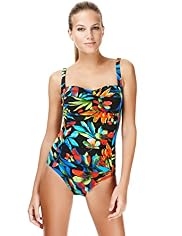 Midnight Tropical Floral Ruched Swimsuit