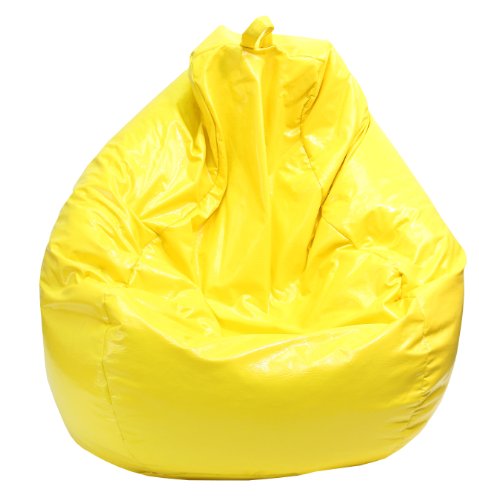 Gold Medal 30011209816TD Large Wet Look Vinyl Tear Drop Bean Bag, Yellow