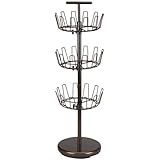 Household Essentials Three-Tier Revolving Shoe Tree Holds 18 Pairs, Bronze Finish