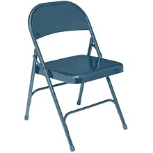 National Public Seating 50 Series All Steel Standard Folding Chair with Double Brace, 480 lbs Capacity, Char-Blue (Carton of 4)