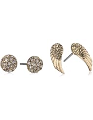 Kensie Gold-Plated Wing Duo with Crystal Stones Stud Earrings