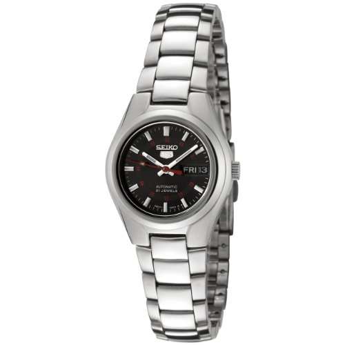 Seiko Women's SYMC27 Seiko 5 Automatic Black Dial Stainless Steel Watch