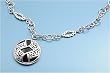 Sterling Silver Necklace - Scroll with Black Onyx - 16in-20in Chain - Charm Size: 24mm