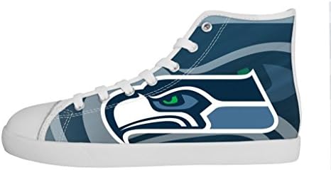 NFL Seattle Seahawks Team Logo Boys Canvas Shoes High Top Fashion Sneakers(Little Kid/Big Kid)-4M US