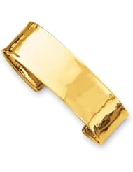 14k Yellow Gold 19mm Lightly Hammered Polished Cuff Bangle. Metal Wt- 15.67g