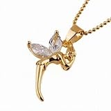 Cherilli -Collier avec pendentif Fée clochette-Plaqué Or 750/1000-Zircone blanc diamant
