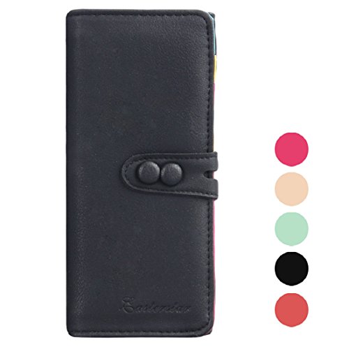 Small Women's Bi-fold Long Purse Button Clutch Wallet with Card Slotss