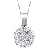 0.33ct Diamond Clusters Flower Pendant Necklace in 14k White Gold