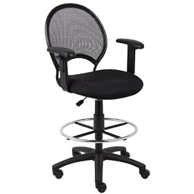 Boss Mesh Drafting Stool with Adjustable Arms