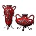 Set of 2 Bright Red Ceramic Vases