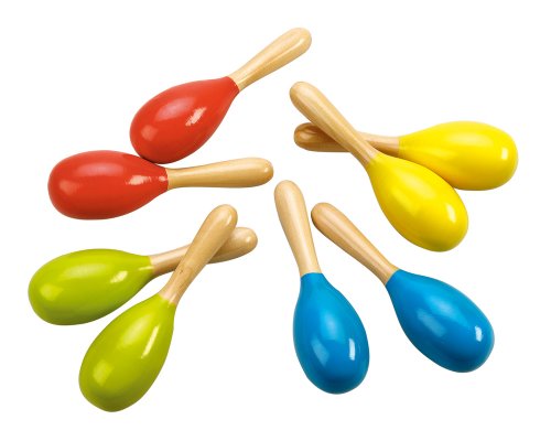 Childrens Toyshop  Toys : Wooden Baby Maracas Rattle (1 Pair Only Random Colour Sent)